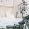 White Yarn Christmas Tree with neutral Christmas decor