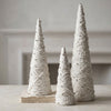 White Yarn Decorative Christmas Tree Figurine with Bells