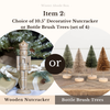 Winter Abode Box decorative nutcracker and neutral bottle brush trees