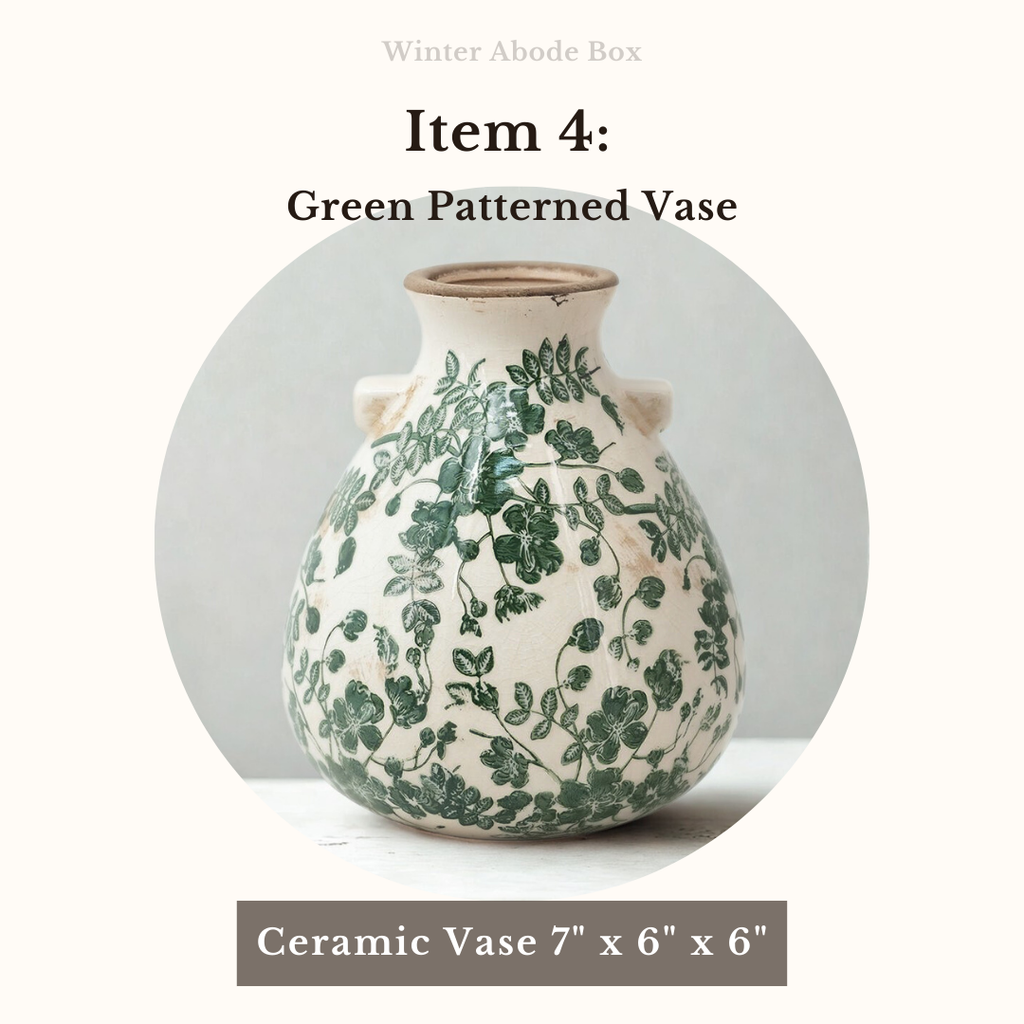Winter Abode Box Item 4 | Green and White Floral Vase