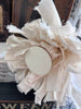 Fluffy white witch broom halloween decorating