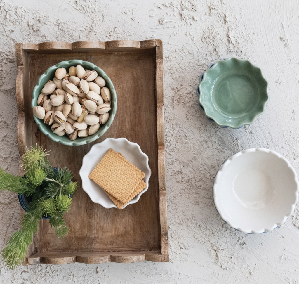 Wood Scalloped Tray