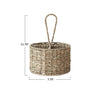 Woven caddy with dimensions on a white background