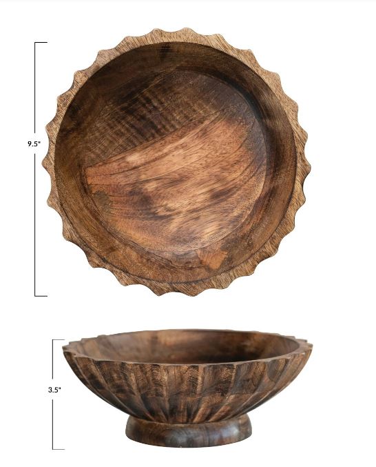 measurements of decorative wooden bowl