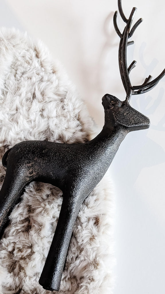 Black Cast Iron Reindeer Figurine