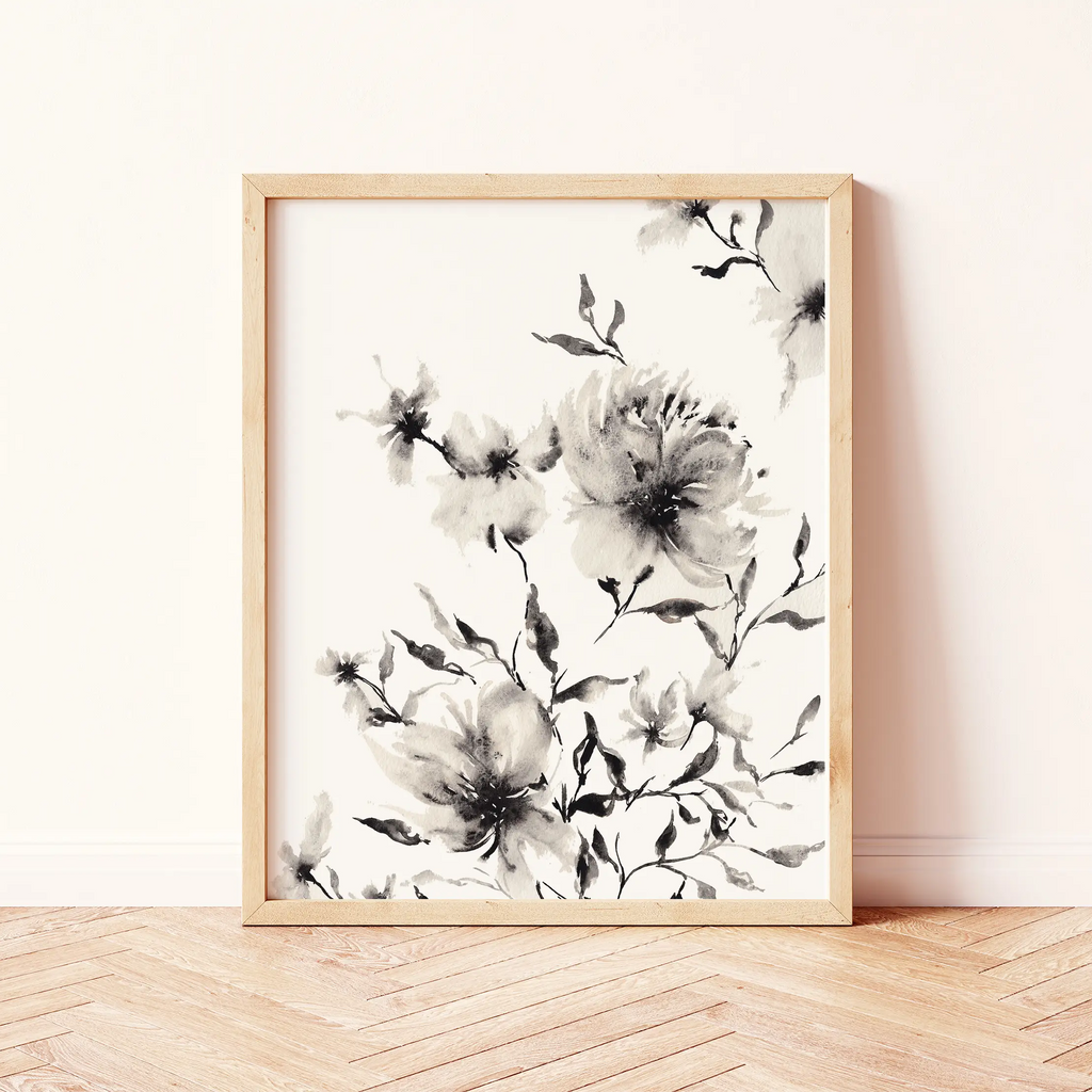 Black & White Floral Art Print