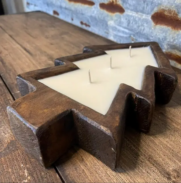 Christmas Tree Dough Bowl Candle