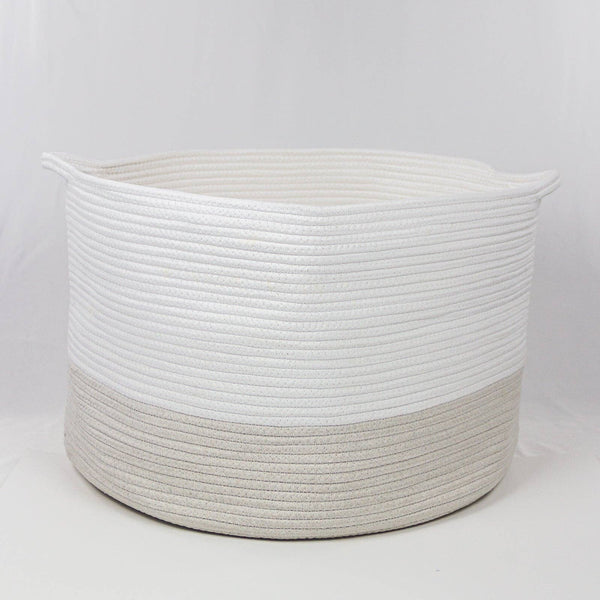 white and cream storage basket_modern organic home decor