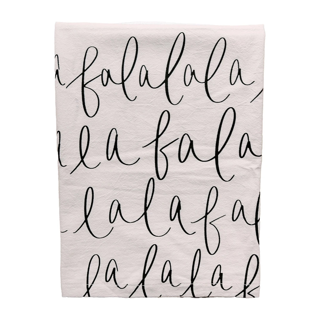 Fa La La La La Tea Towel on white background