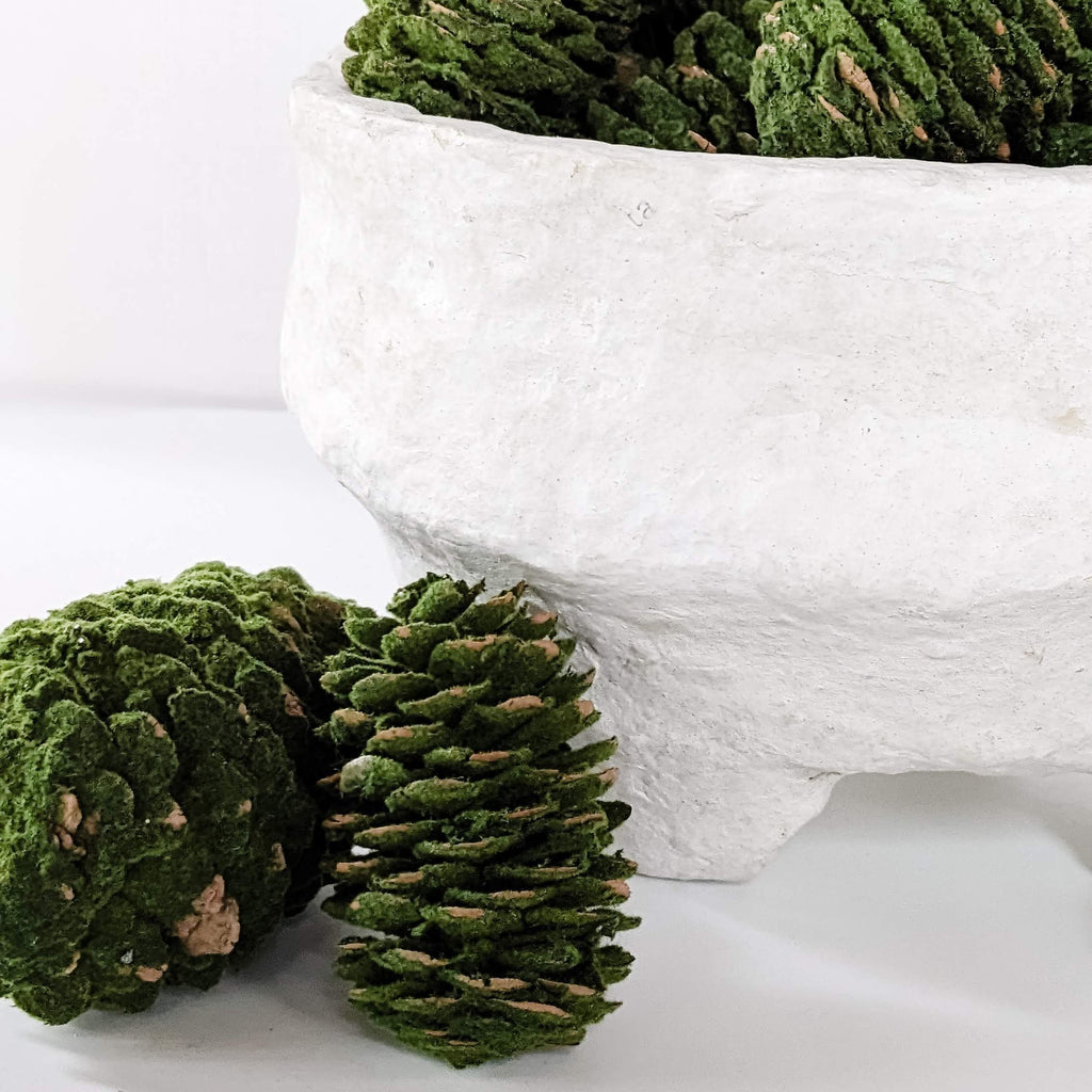Green Flocked Pinecone Vase Filler