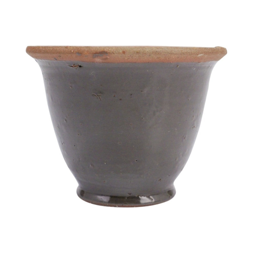 Grey Ceramic Planter Pot with Terracotta