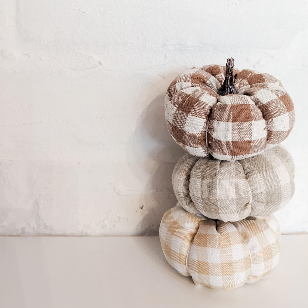 Mini Pumpkins in Plaid Fall Colors
