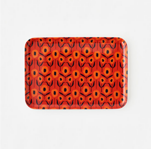 Red Poppy Melamine Tray