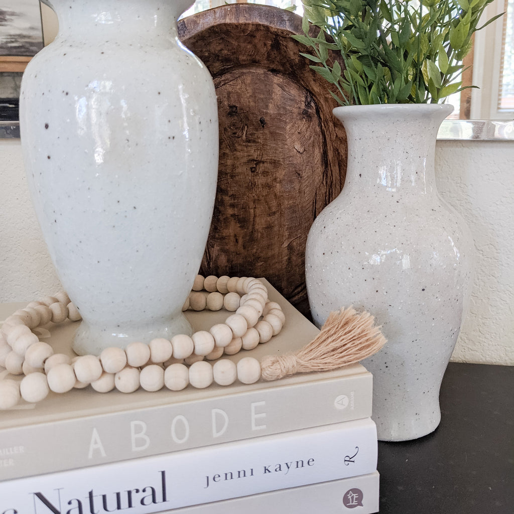 White Ceramic Vase on console table