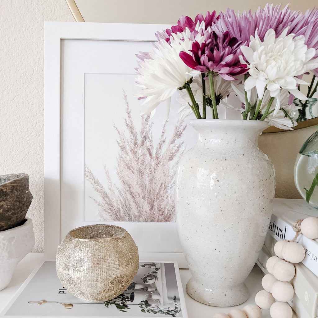White Ceramic Vase with flowers