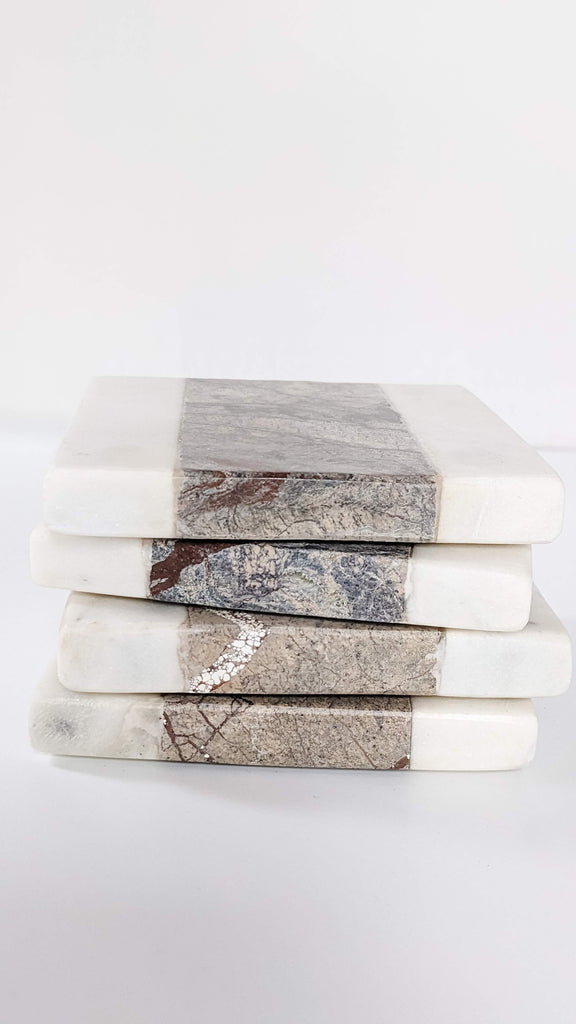 marble and wood coaster