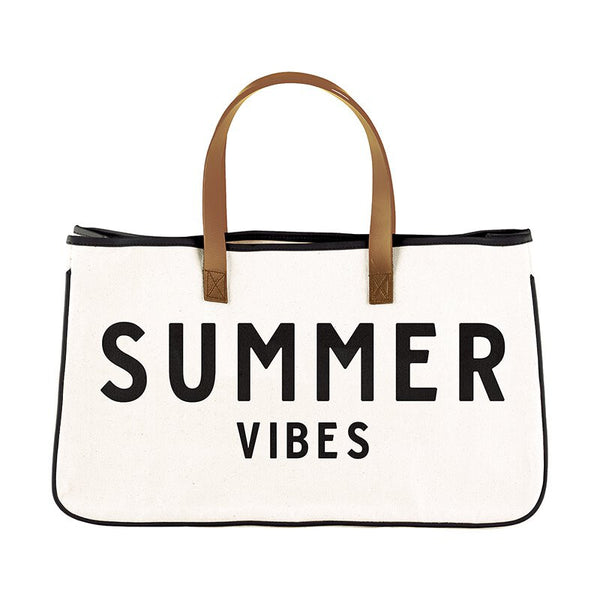 summer vibes white canvas tote bag