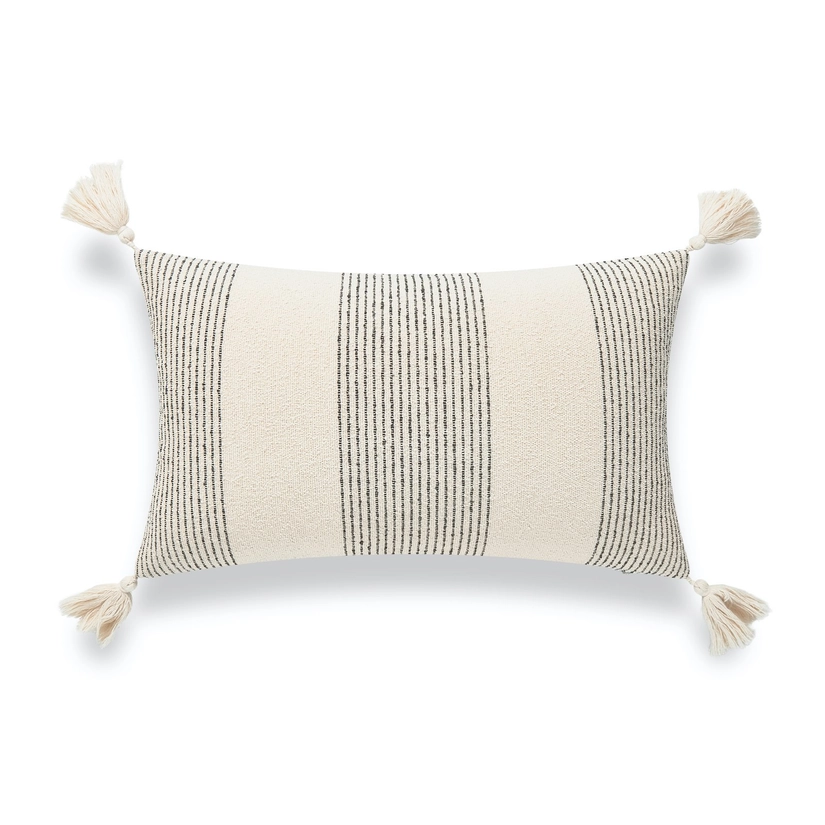 stripe lumbar pillow with tassels