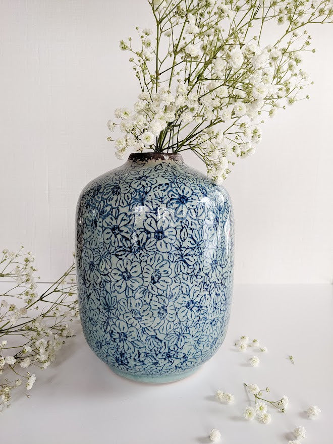 floral terracotta vase
