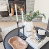 modern black candle holder on coffee table